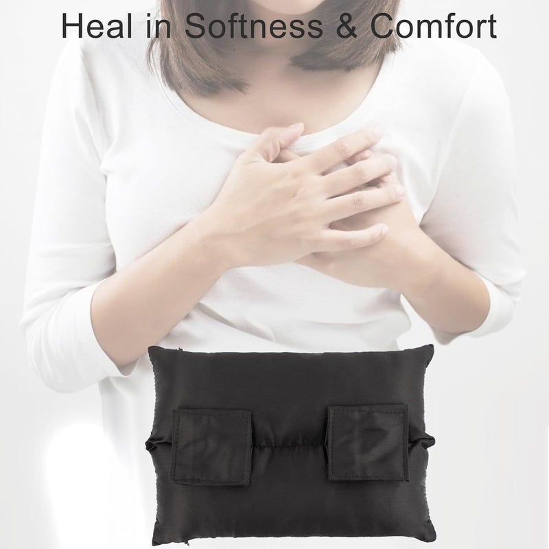 BNRendles Satin Pacemaker Pillow Chemo Port Pillows for Mastectomy, Open Heart Surgery Recovery Gifts Breast Cancer Bypass Post Surgery Cushion, Satin Black - Image 2